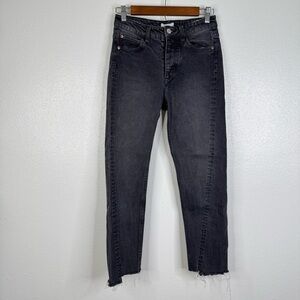 H&M Step‎ Up Raw Edge Hem Black Jeans Size 2